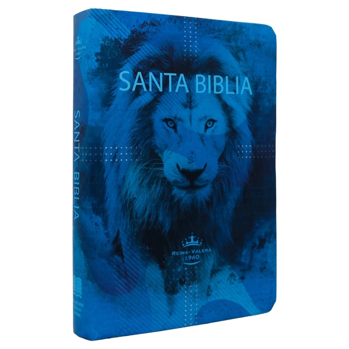 BIBLIA DE LEON AZUL TAPA SEMIDURA LETRA GRANDE